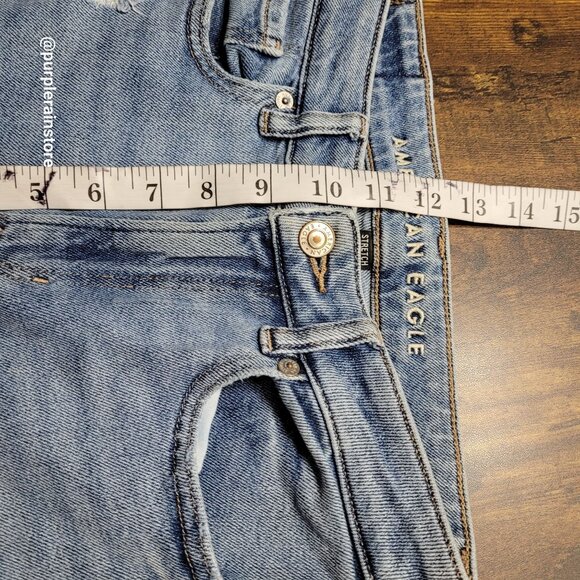 American Eagle Jeans Size 0 R Mom High Rise Medium Light Wash Stretch Denim - Picture 10 of 13